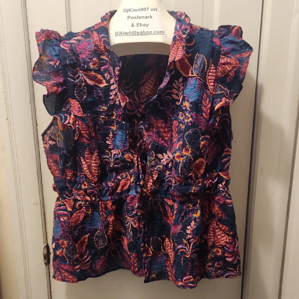 5/$25 2x [Torrid] 2 Tie Floral Blouse -worn 2x Over The Summer B1 - Picture 3 of 11